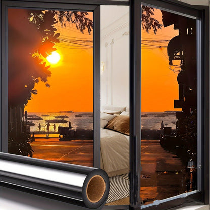 Classic One Way Privacy Window Film - 3mil PVC, Peel and Stick Sun Blocking Reflective Mirror Film with Anti-UV - Daytime Privacy for Home and Office