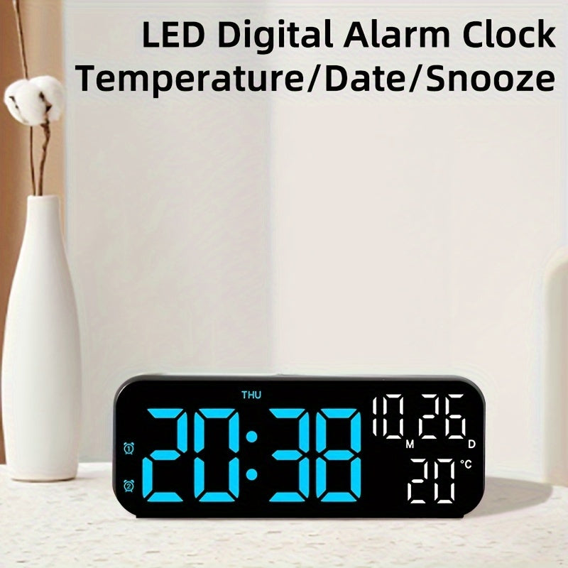 Luminous Large Screen LED Alarm Clock - Week, Temperature, Humidity, Timer Display - Modern Bedroom, Living Room, Office Decor