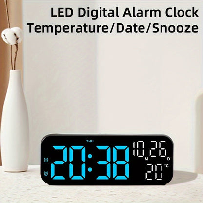 Luminous Large Screen LED Alarm Clock - Week, Temperature, Humidity, Timer Display - Modern Bedroom, Living Room, Office Decor