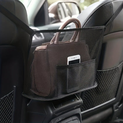 Large Capacity Car Seat Mesh Bag - Dog Storage Organizer, Handbag & Purse Clip Bag for Back Seat Pet Net Storage