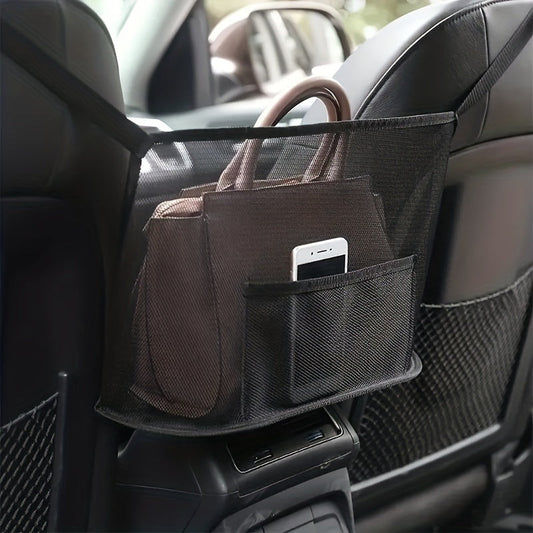 Large Capacity Car Seat Mesh Bag - Dog Storage Organizer, Handbag & Purse Clip Bag for Back Seat Pet Net Storage
