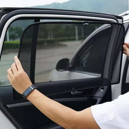 4-Pack Magnetic Car Window Sunshades - UV Protection and Privacy Mesh Covers, Durable Polyester Knit Fabric, Easy Installation for Vehicle Interior