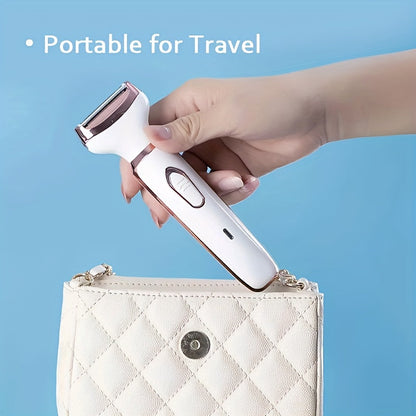 Electric Razor for Women - 4-in-1 Rechargeable Grooming Kit, Shaver for Face, Nose, Legs, Underarm, Bikini Trimmer, Wet and Dry Painless