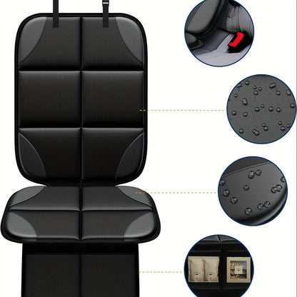 2 Piece Car Seat Protector - Waterproof 600D Fabric, Large Seat Cushion with Storage Pockets, Collision Test Approved