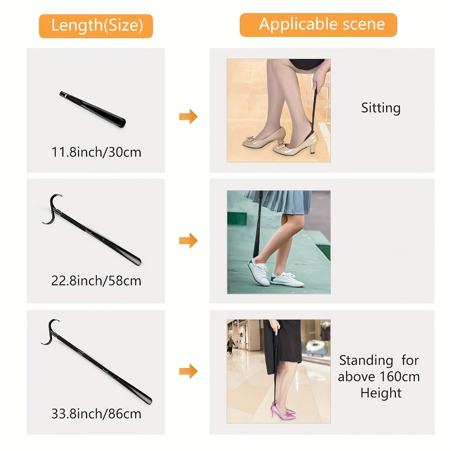 Durable Plastic Long Handle Shoe Horn – Super Extended, Detachable, Easy Shoe Insertion for Seniors & Pregnant Women