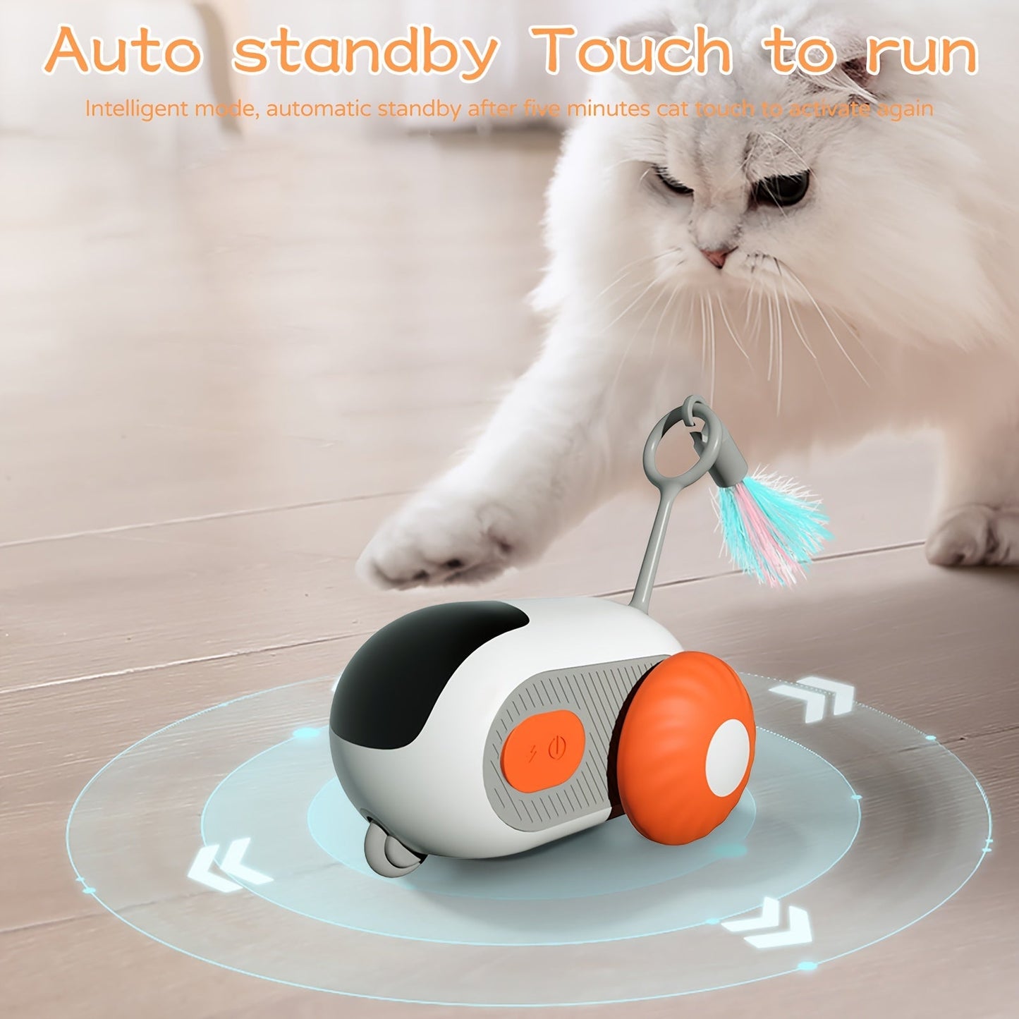 Whisker Wizard Interactive Cat Toy - Automatic Gravity Mobile Car, USB Rechargeable, Remote Controlled | Indoor Fun with Moving Mouse Toy for Cats, Interactive Playmate