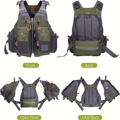 Multi-Pocket Oxford Cloth Fishing Buoyancy Vest – Breathable Mesh, Adjustable Strap, Comfortable Fit – Perfect for Fly Bass Fishing, Outdoor Activities and Water Sports for Men and Women