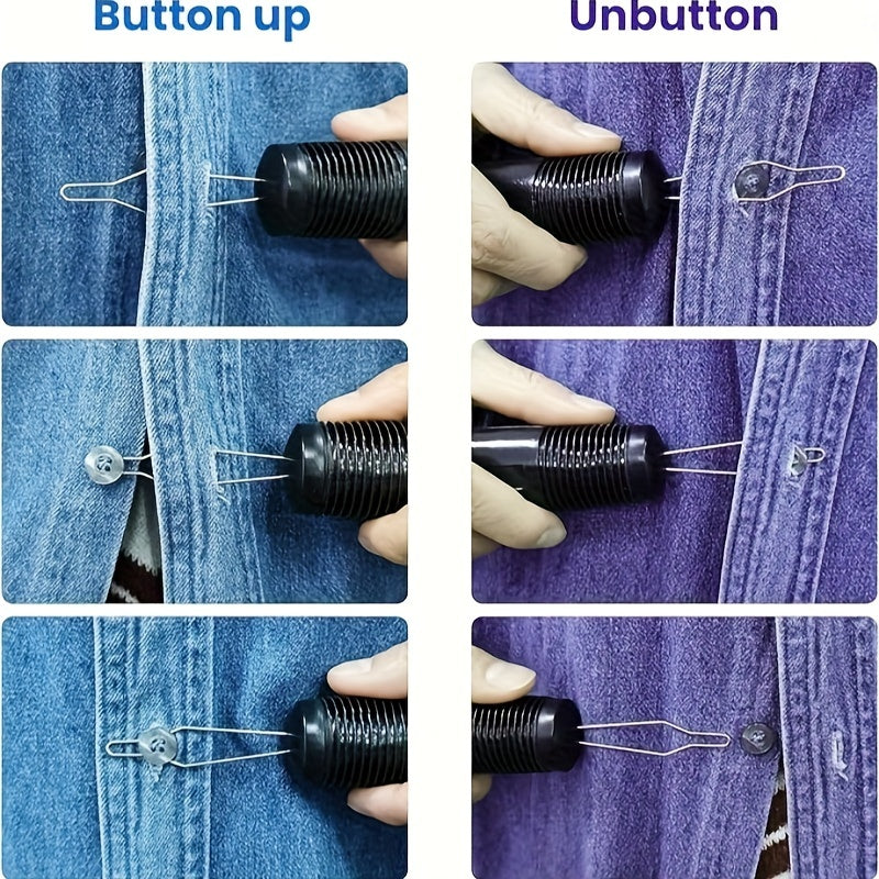 Button Hook Dressing Aid – Non-Slip Ribbed Handle for Seniors & Arthritis Patients, Ideal for Shirts, Dresses & Collars