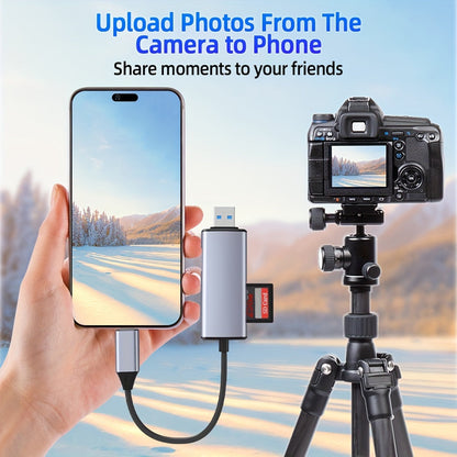5 in 1 SD Card Reader for iPhone/iPad – USB 3.0 Hub Adapter with Dual Card Slots for SD and TF/Micro SD/SDXC/SDHC/MMC/RS-MMC/UHS-I