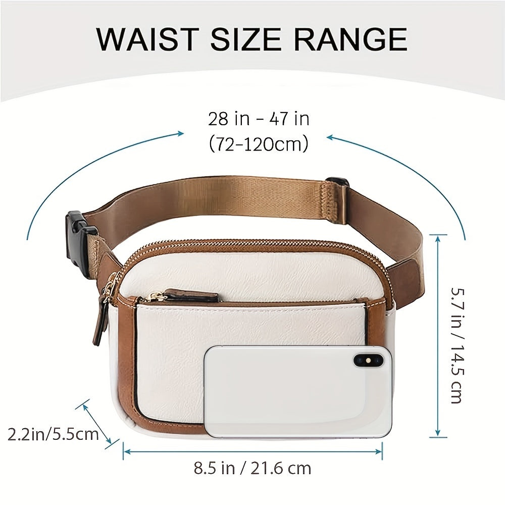 Fashion Crossbody Bag with Adjustable Strap - Lightweight PU Leather Waist Bag, Portable Fanny Pack for Outdoor Sports and Fitness