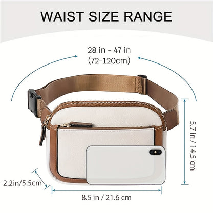 Fashion Crossbody Bag with Adjustable Strap - Lightweight PU Leather Waist Bag, Portable Fanny Pack for Outdoor Sports and Fitness