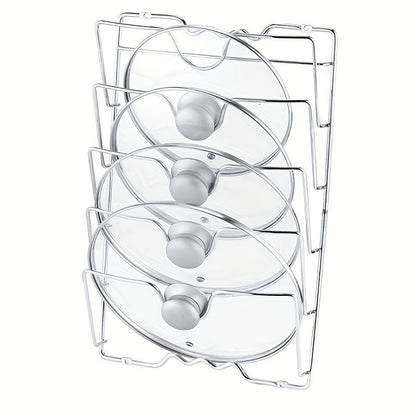 Space-Saving Hanging Pot Lid Holder - Multifunctional Wall-Mounted Rack, Cutting Board Organizer, and Kitchen Essentials for Easy Meal Prep