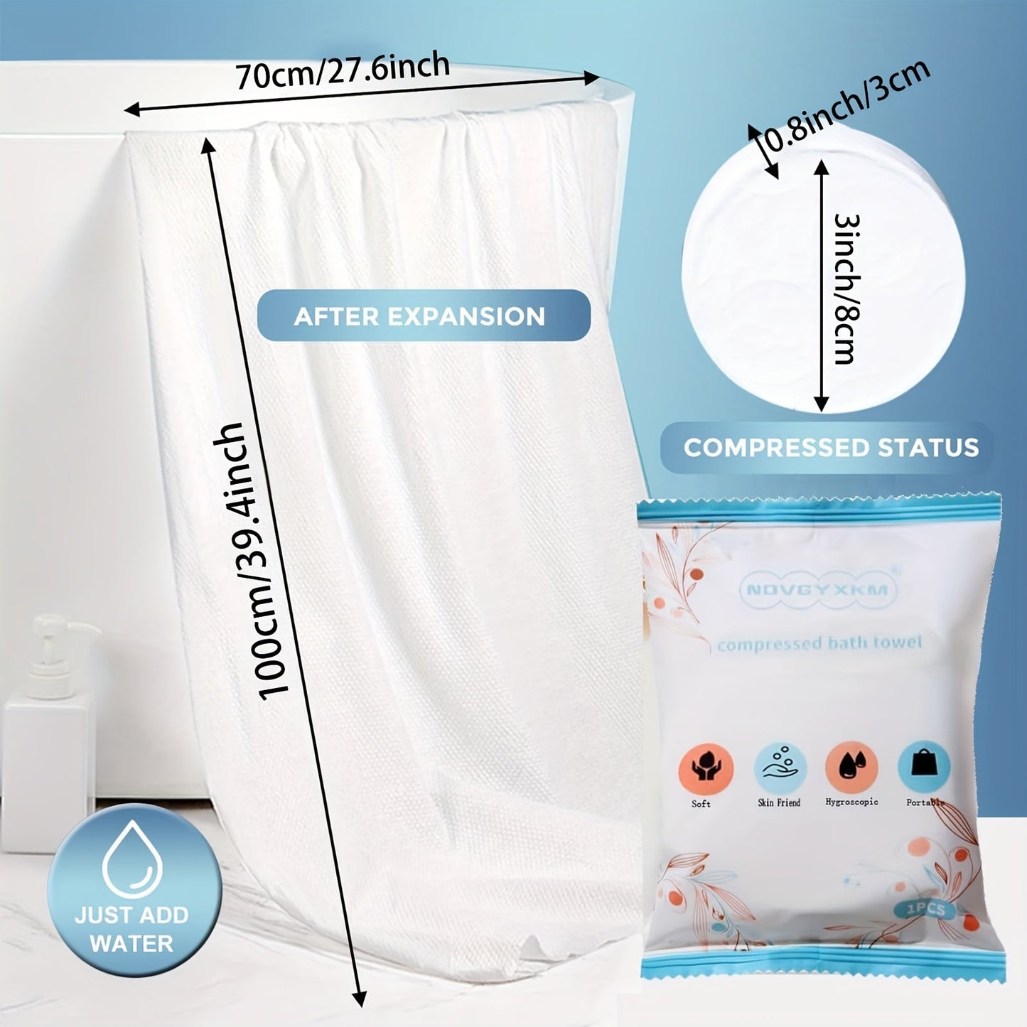 12pcs Disposable Bath Towels – Extra Thick & Large Cotton Towels, Portable Washcloths for Travel, Beach, Shower, Hiking, and Camping