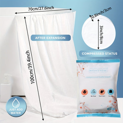 12pcs Disposable Bath Towels – Extra Thick & Large Cotton Towels, Portable Washcloths for Travel, Beach, Shower, Hiking, and Camping
