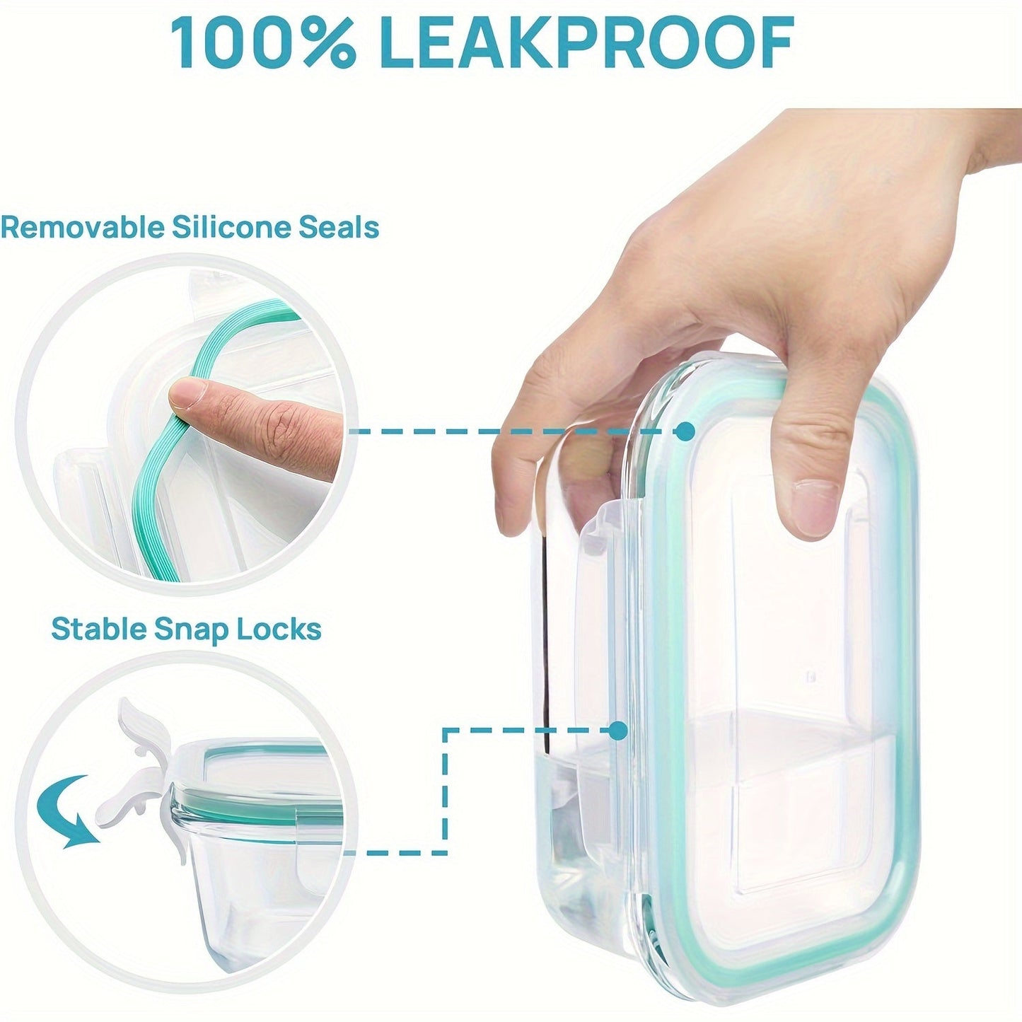 8-Pack Glass Food Storage Containers – Airtight Meal Prep Bento Boxes with Leak-Proof Locking Lids, Microwave, Oven, Freezer, and Dishwasher Safe, BPA-Free