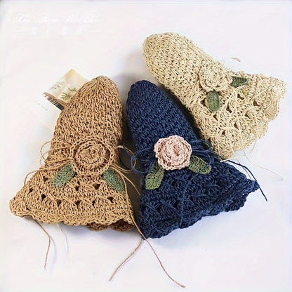 Hand-Crocheted Ruffled Straw Hat - Stylish Summer Beach, Hiking & Thanksgiving Hat