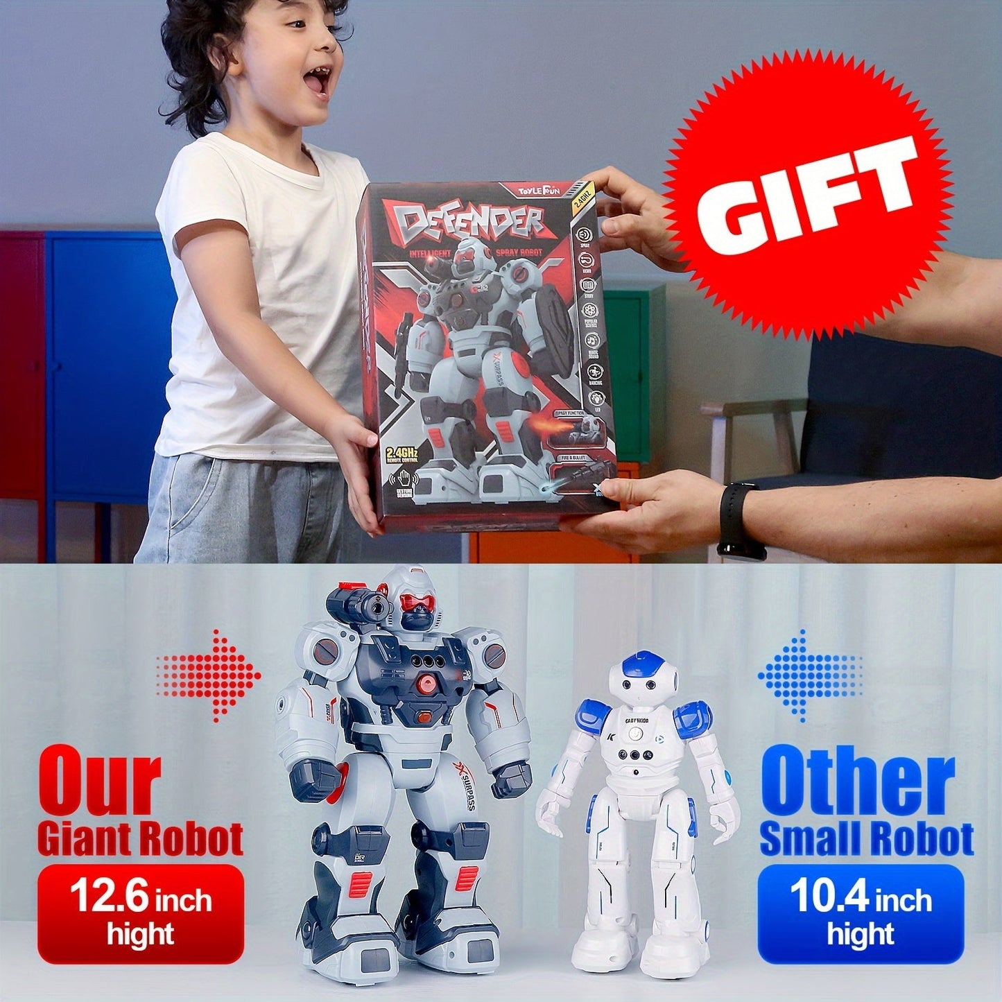 Remote Control Spray Robot - Gesture Sensing and Programming Function, Perfect Christmas and Halloween Holiday Gift