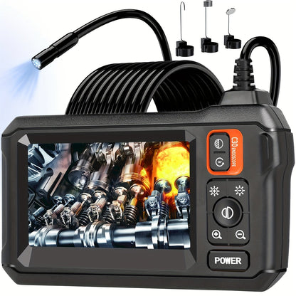 Borescope Camera with Light – IP67 Waterproof 1080P HD Endoscope, 50ft Snake Camera, 4.3” Inspection Camera – Ideal Gadget for Men