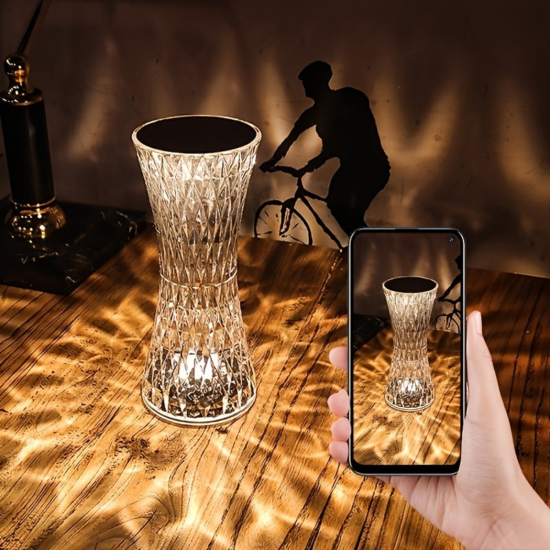 Touch-Activated Crystal-Accented Bedside Lamp - Luxury Bedroom Lighting