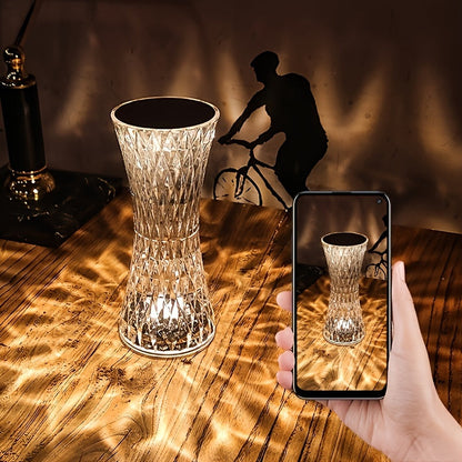 Touch-Activated Crystal-Accented Bedside Lamp - Luxury Bedroom Lighting