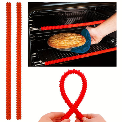 (2pc) Heat Resistant Oven Rack Shields – 14in Long Silicone Protectors – Prevent Burns and Protect Food-Grade Oven Racks