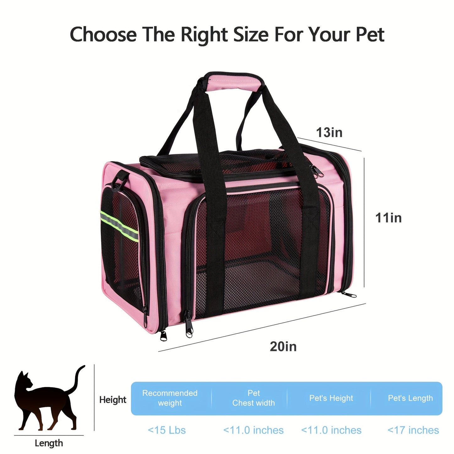 Under 15lb Collapsible Pet Carrier - Airline / TSA Approved, Soft Sided, Ventilated, Easy to Clean, Portable for Small Dogs, Kittens, and Cats - Ideal for Road Trips, Flights, and Outdoor Adventures