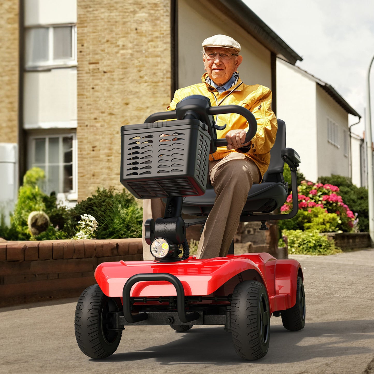 ENGWE Folding 4-Wheel Mobility Scooter - 250W 24V Motor, 15 Miles Range, Detachable Basket, Front Light, 265lbs Max Weight, Ideal for Adults, Halloween and Christmas Gifts