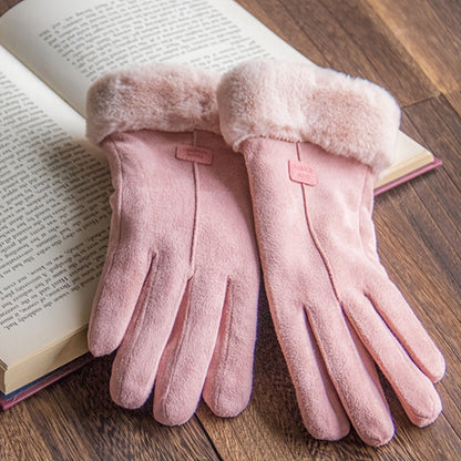 Plush Inner Thermal Winter Gloves - Touch Screen Thicken Cold Weather Sports Gloves for Women