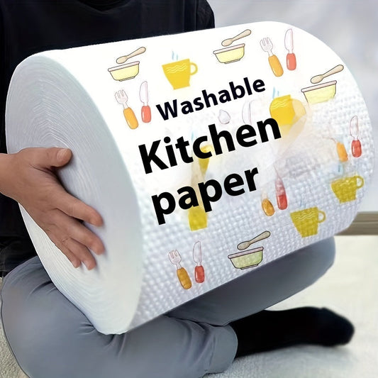 1 Roll (400 Sheets) Lazy Rag - Disposable Kitchen Paper Towel, Washable Wet and Dry Dual-Use Towel, Dishwashing Cloth, Non-Stick Oil Rag, Degreasing Towel, Household Cleaning Rag