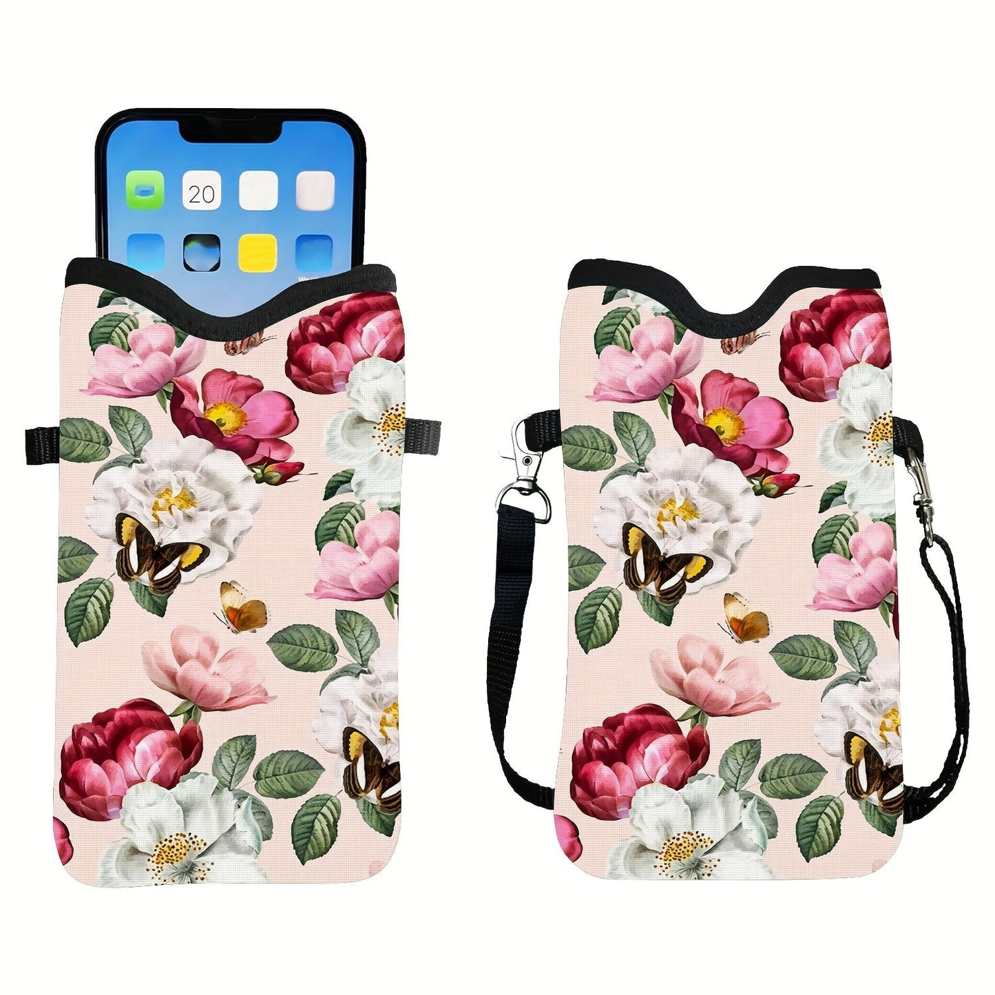 Shockproof Phone Pouch with Adjustable Lanyard - Versatile Print Design, Compatible with Multiple Models