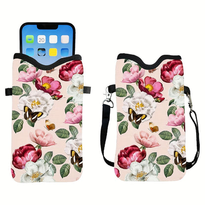 Shockproof Phone Pouch with Adjustable Lanyard - Versatile Print Design, Compatible with Multiple Models