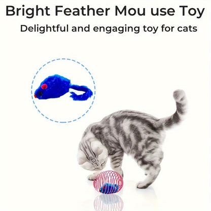 3pcs Interactive Cat Toy Set - Colorful Spring, Rolling Balls and Mouse Toys for Entertained Cats
