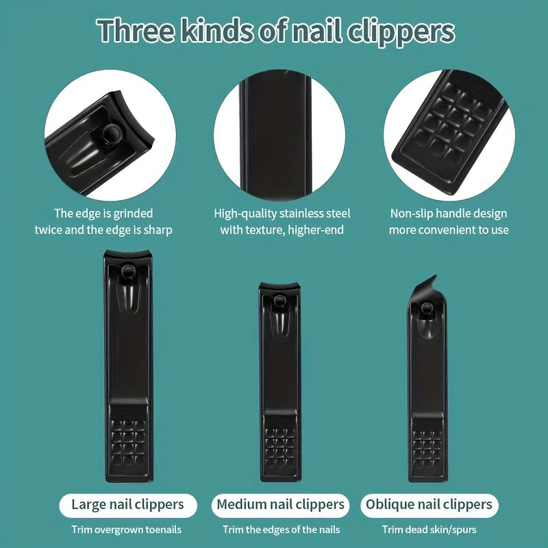 Stainless Steel Nail Clipper Grooming Kit – Includes Cutter, Trimmer, Earpick, Scissors, Tweezer, and Travel Case for Manicure and Pedicure
