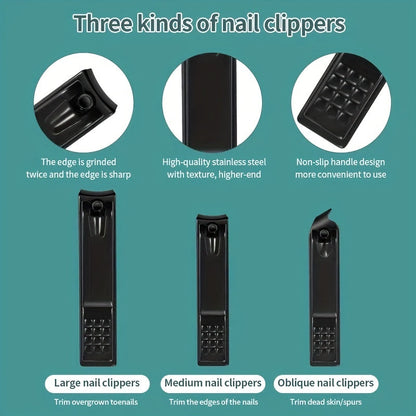 Stainless Steel Nail Clipper Grooming Kit – Includes Cutter, Trimmer, Earpick, Scissors, Tweezer, and Travel Case for Manicure and Pedicure