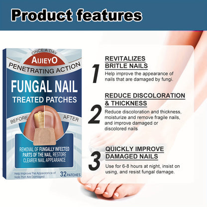 32pc Extra Strength Toenail Fungus Miracle Patches – Rapid Healing for Damaged Nails, Brighten and Renew Discolored Nails with Long-Lasting Results