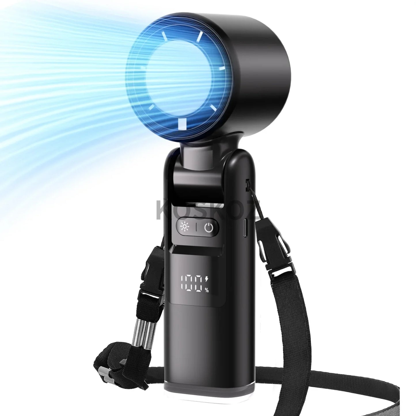 Portable Handheld Turbo Fan - 5-Speed High Velocity Rechargeable Mini Cooling Fan with Flashlight & 4000mAh Battery for Travel
