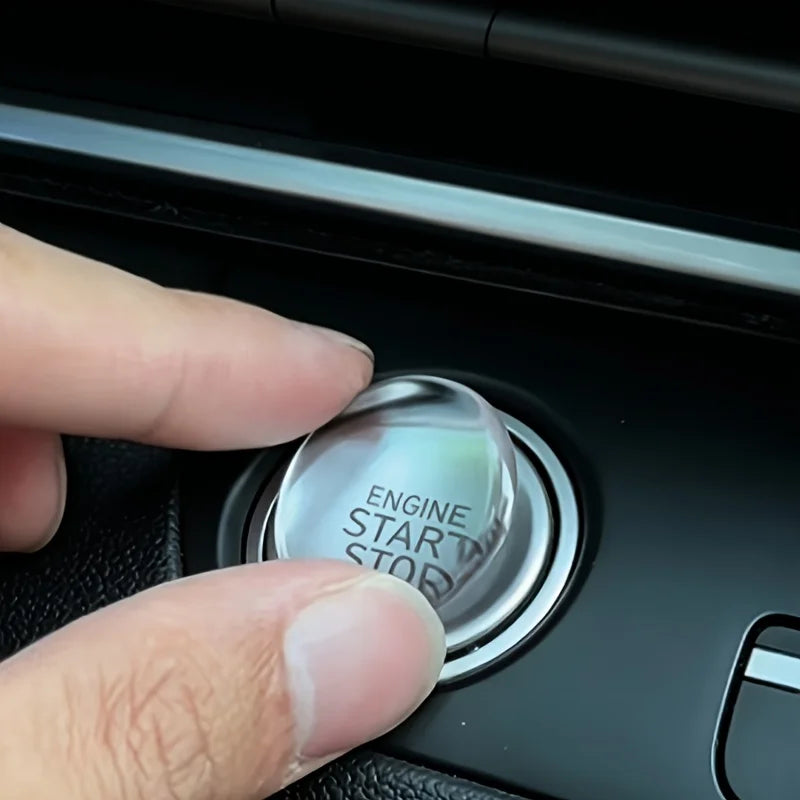 Crystal Clear Car Start Stop Button Sticker - Transparent Protective Cover for Ignition Switch