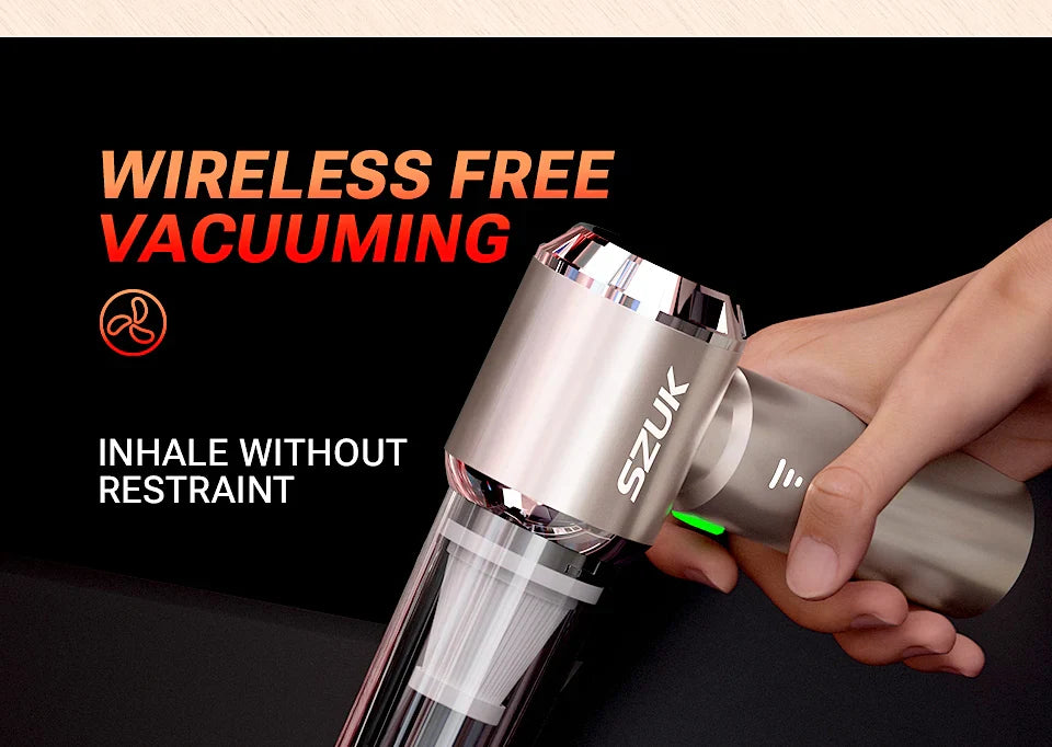 SZUK Mini Wireless Car Vacuum Cleaner – 98500Pa Powerful Suction, Handheld Portable Vacuum for Car Cleaning