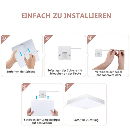 IRALAN Square LED Ceiling Light: Neutral White, Cool White, Warm White - 48W, 36W, 24W, 18W Bedroom Light