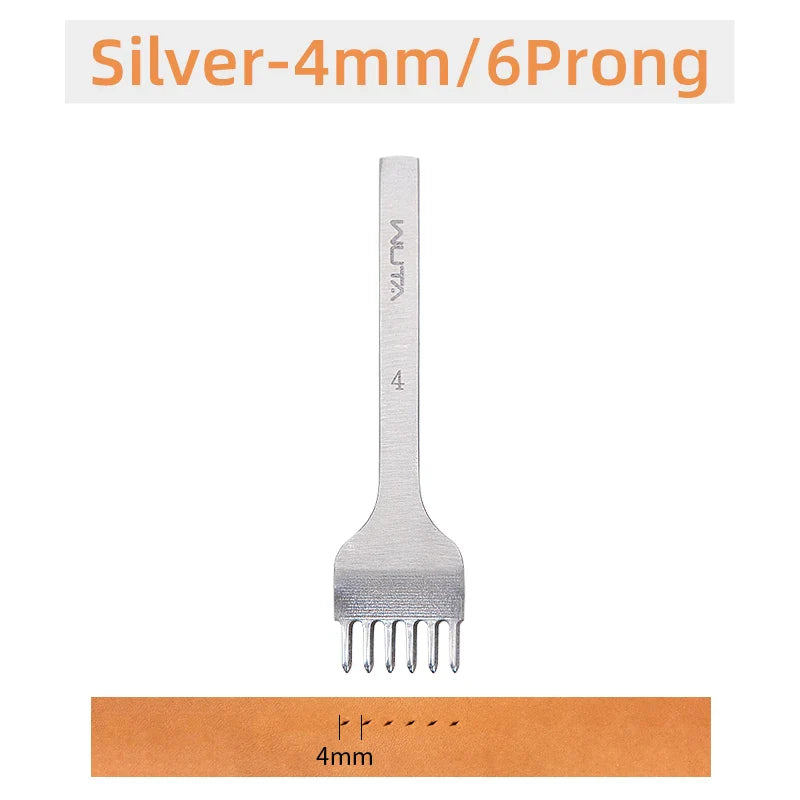 WUTA Leather Chisel Tool – Diamond Pricking Iron with 3/4/5/6mm Hole Punch for Stitching & Leathercraft