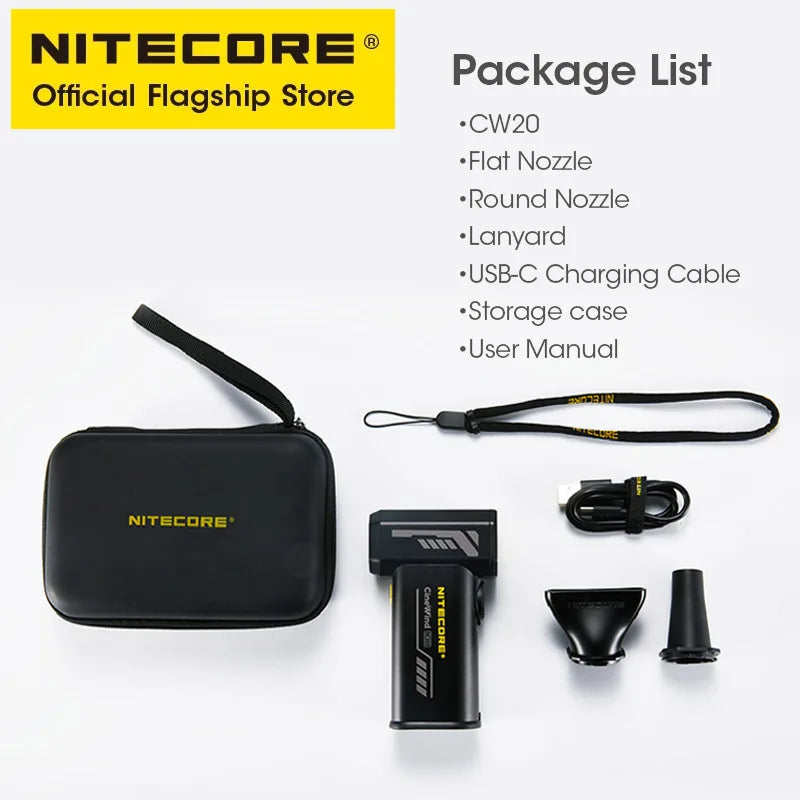 NITECORE CW20 Multipurpose Pocket Fan - Portable Stepless Wind Blower for Photography, Canon, Sony, Short Video & Camping