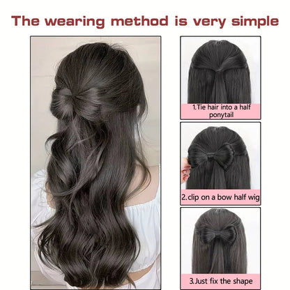Bowknot Claw Clip Hair Bun – Synthetic Clip-In Hair Extensions for Women’s Daily Use