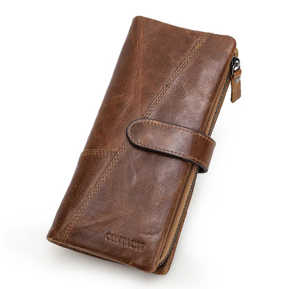 Women's Genuine Leather Long Wallet – Fashion Clutch with Coin Purse, Card Holder & Phone Pocket by Contact's