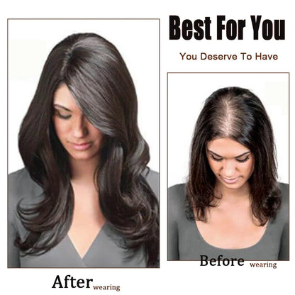 Dazzeal Human Hair Topper – 100% Real Straight Hair, Lace Base, Clip-In with Bangs, 10x12cm, 360° Coverage
