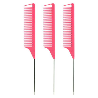 Pro Pointed Tail Comb – Anti-Static Hair Styling Brush, Steel Needle Pin Rat Tail Comb for Salon & Barber Accessories
