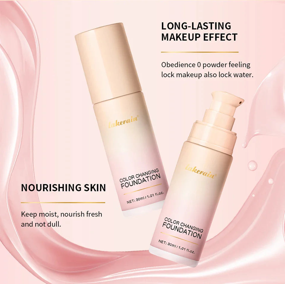 Color-Changing 4-in-1 Foundation – Moisturizing SPF 30+ Longwear Waterproof Makeup Base for Hydrating Travel Coverage