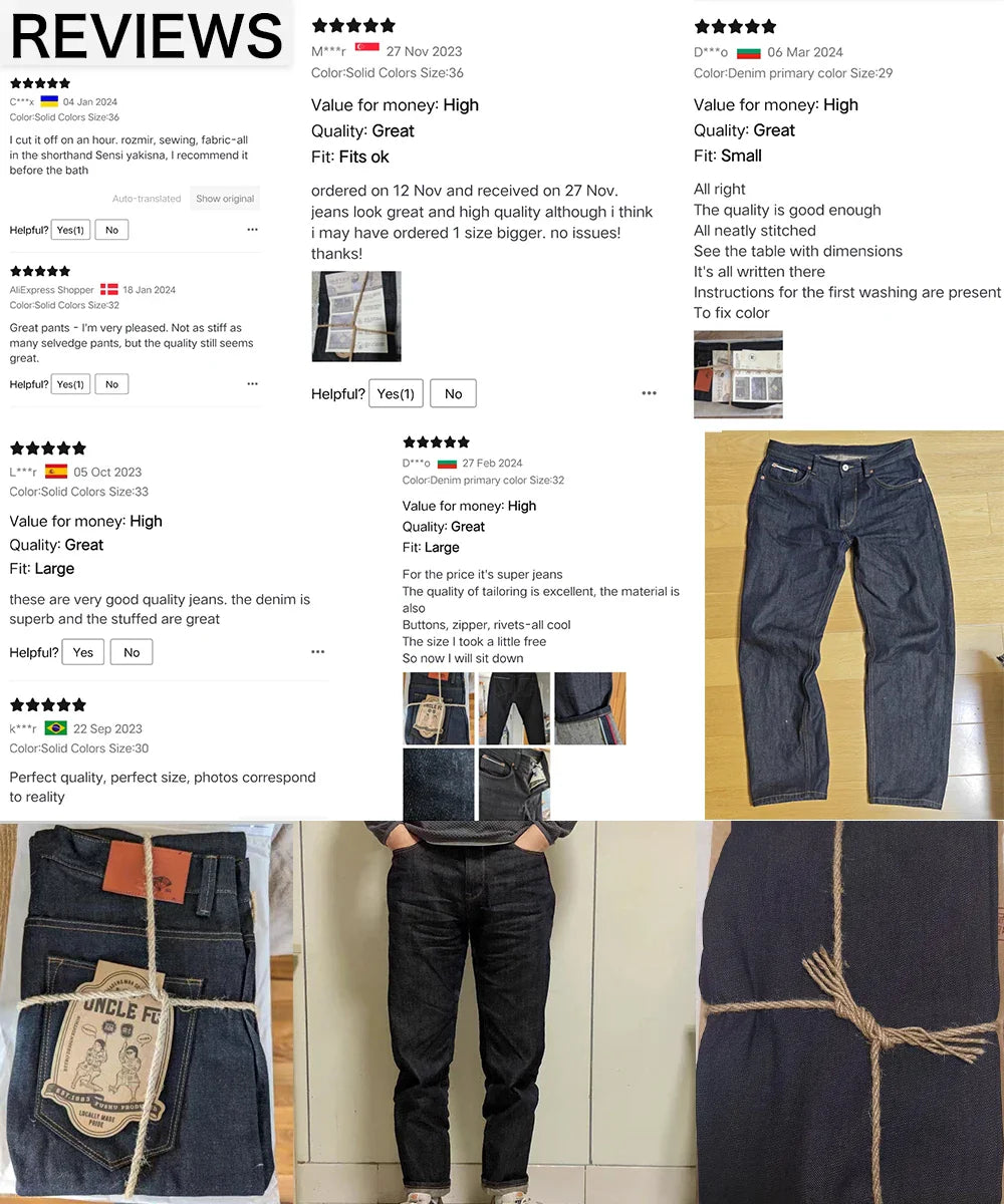 Maden Retro 11.6oz Selvedge Raw Denim Jeans – Tapered Regular Fit with Zipper Fly, High-Quality Men’s Pants