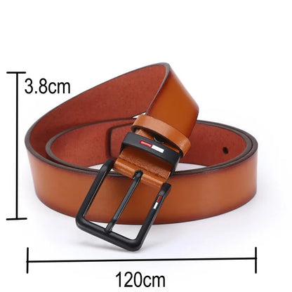Men’s PU Leather Belt with Alloy Square Pin Buckle — Business & Casual Fashion Waistbelt, Black, Coffee, Brown, 2023 Style
