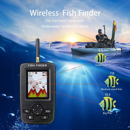 Wireless Sonar Fish Finder - Portable Underwater Fishing Detector with Echo Sounder and Fishing Alert