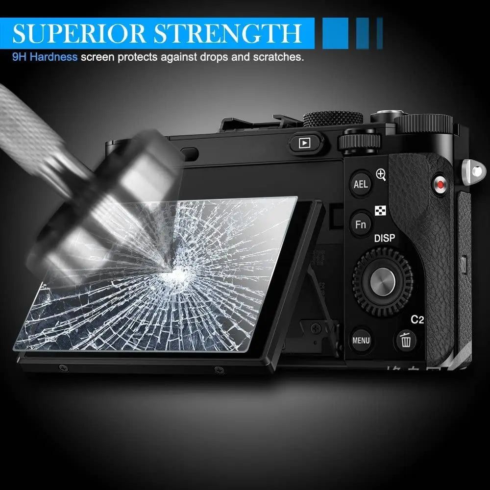 Tempered Glass Screen Protector for Sony A6400, A6300, A6000, A5000, NEX-7/6/5, A9, A77, A7 Series & ZV1 RX100 Cameras
